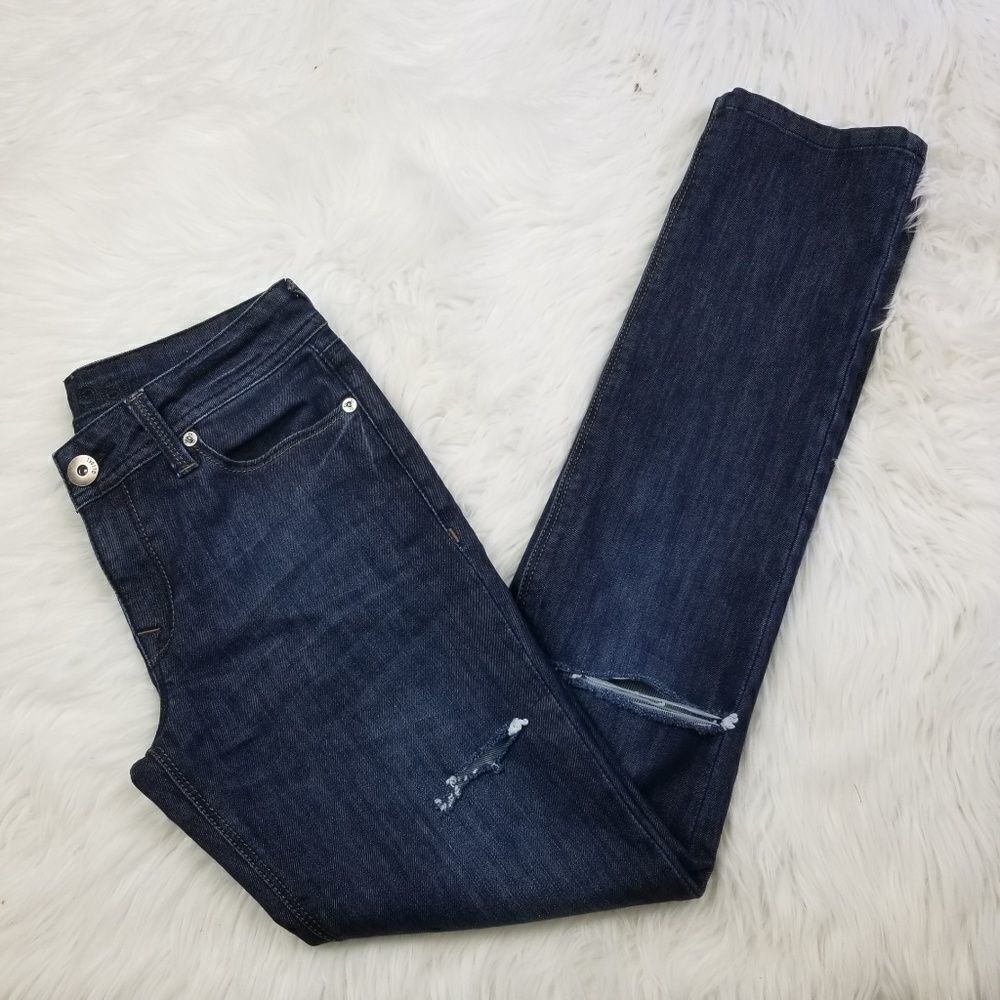 DL1961 Dark Distressed Samantha Slim Straight Jean